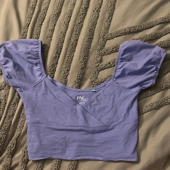 Pac Cares Tops - Lavender Puff Sleeve Crop Top